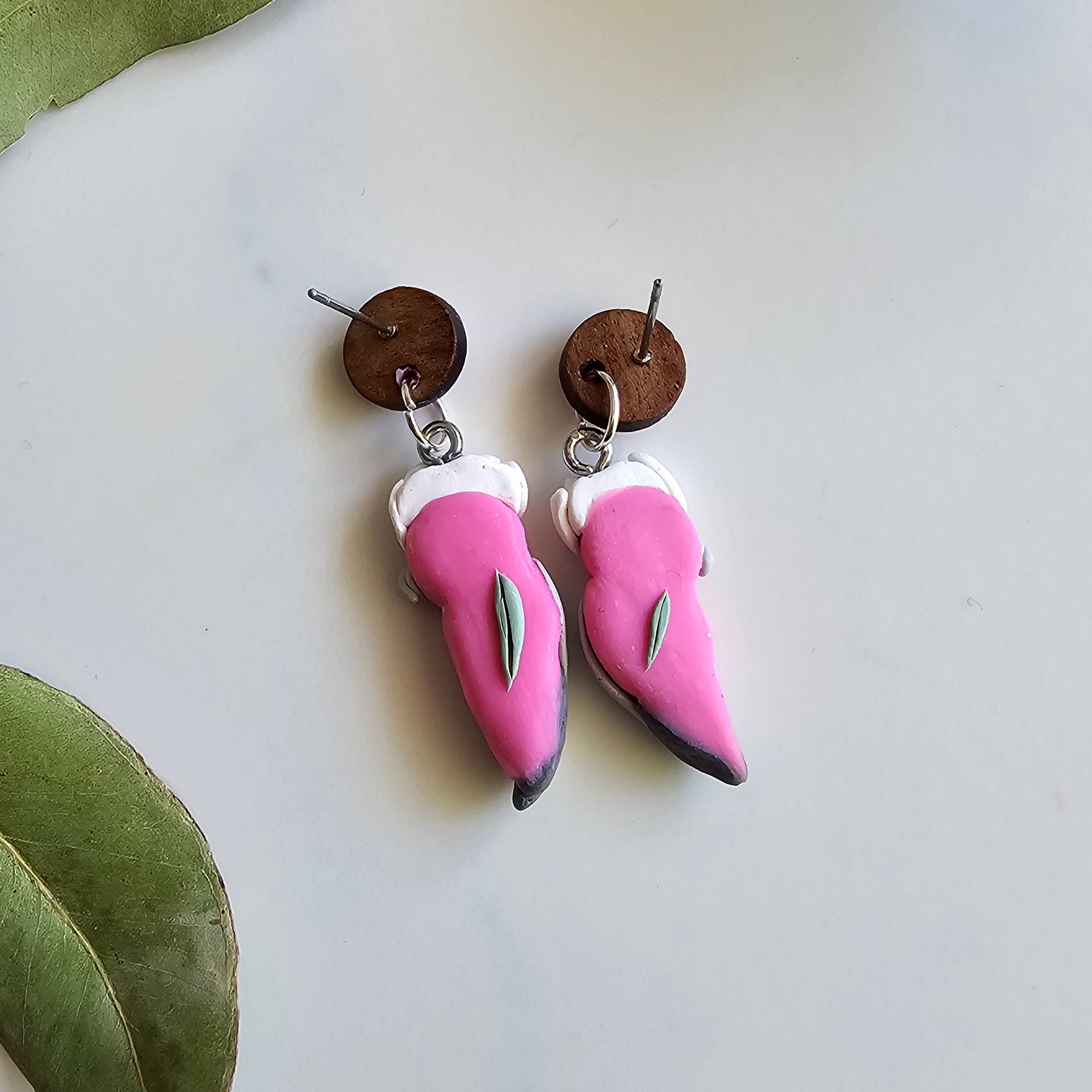 Pink Galah Hand Made Dangle Earrings .
