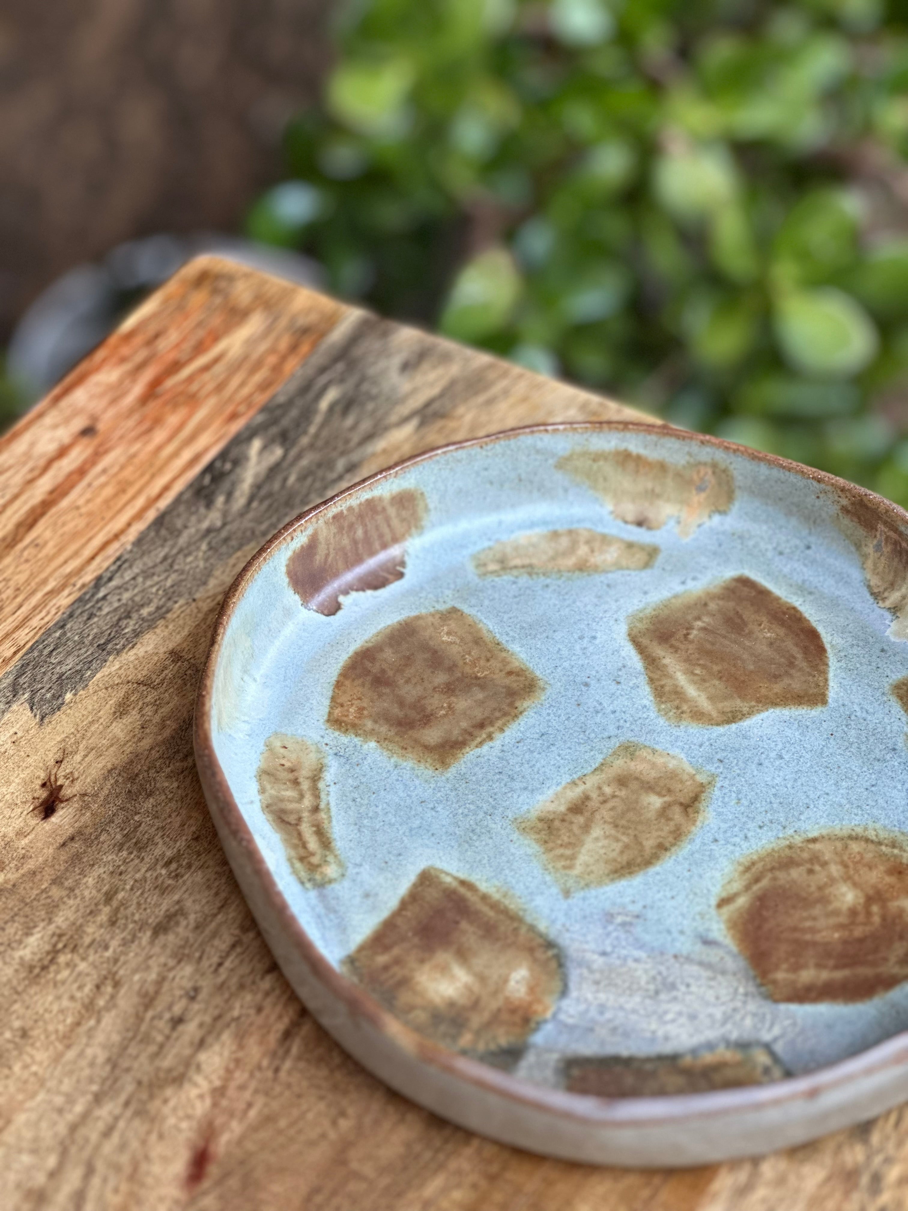 Handmade Rockpool Stoneware Plate | Reduction Fired Serving Plate | Australian Ceramic Platter