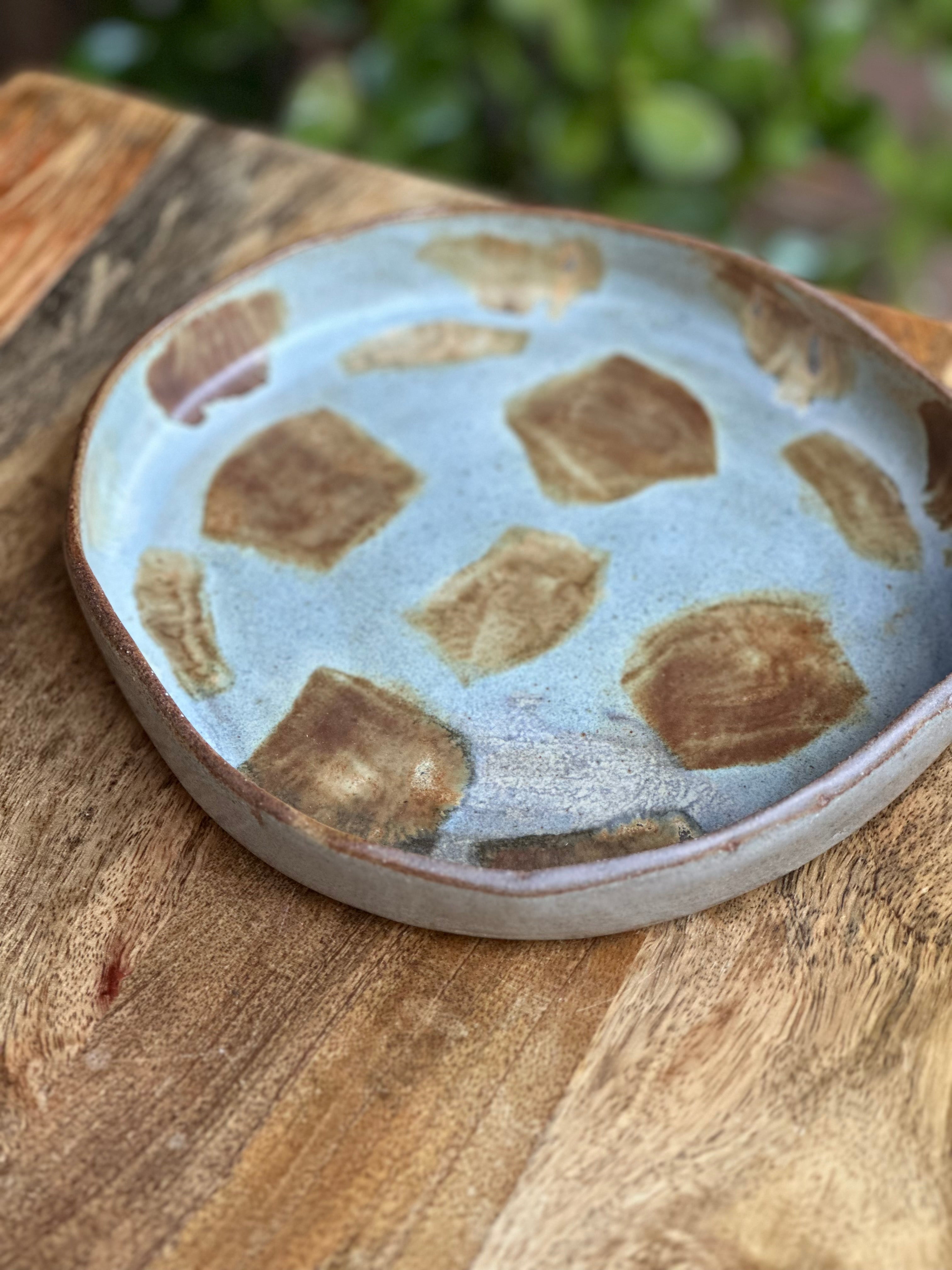 Handmade Rockpool Stoneware Plate | Reduction Fired Serving Plate | Australian Ceramic Platter