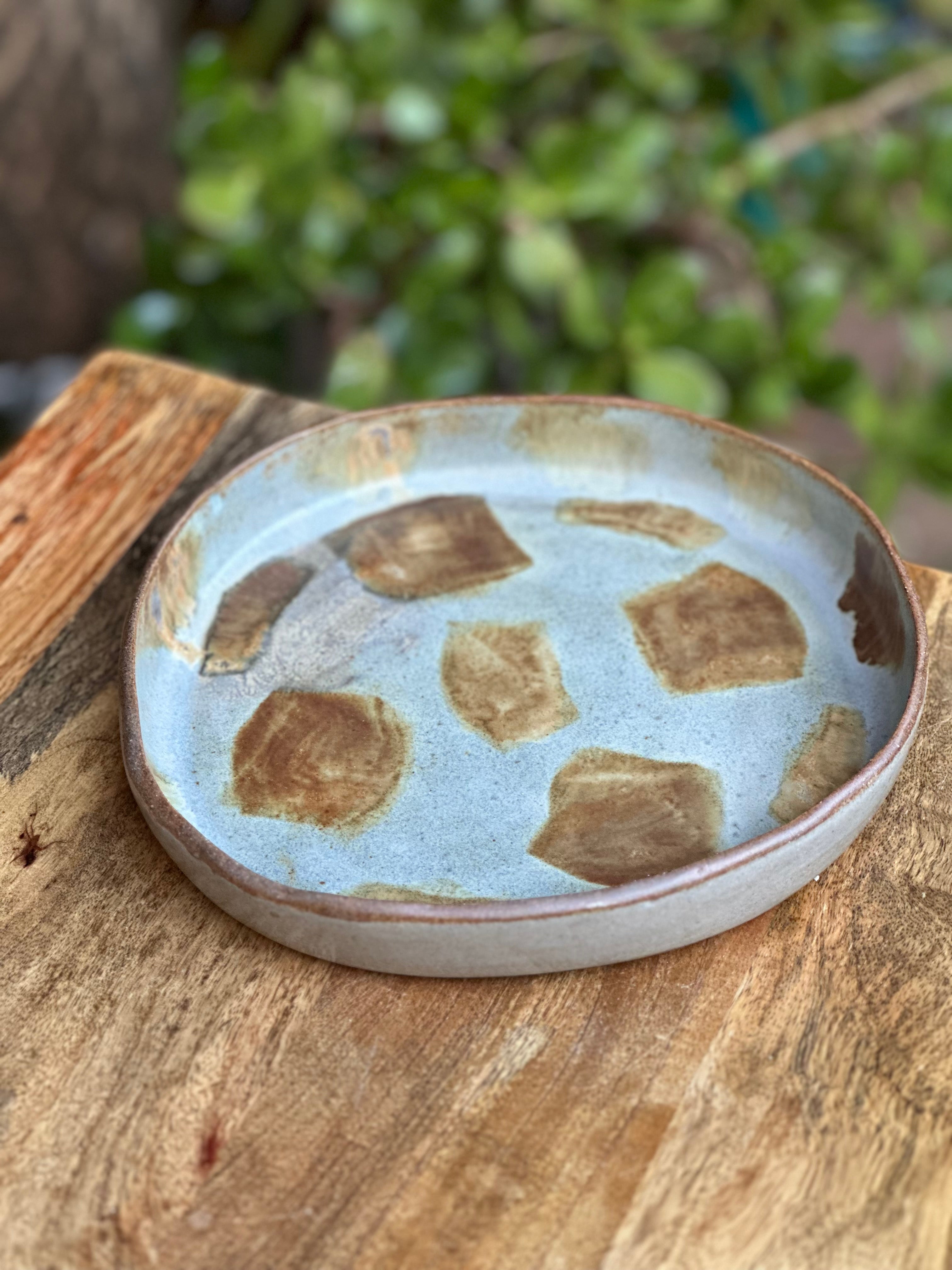 Handmade Rockpool Stoneware Plate | Reduction Fired Serving Plate | Australian Ceramic Platter