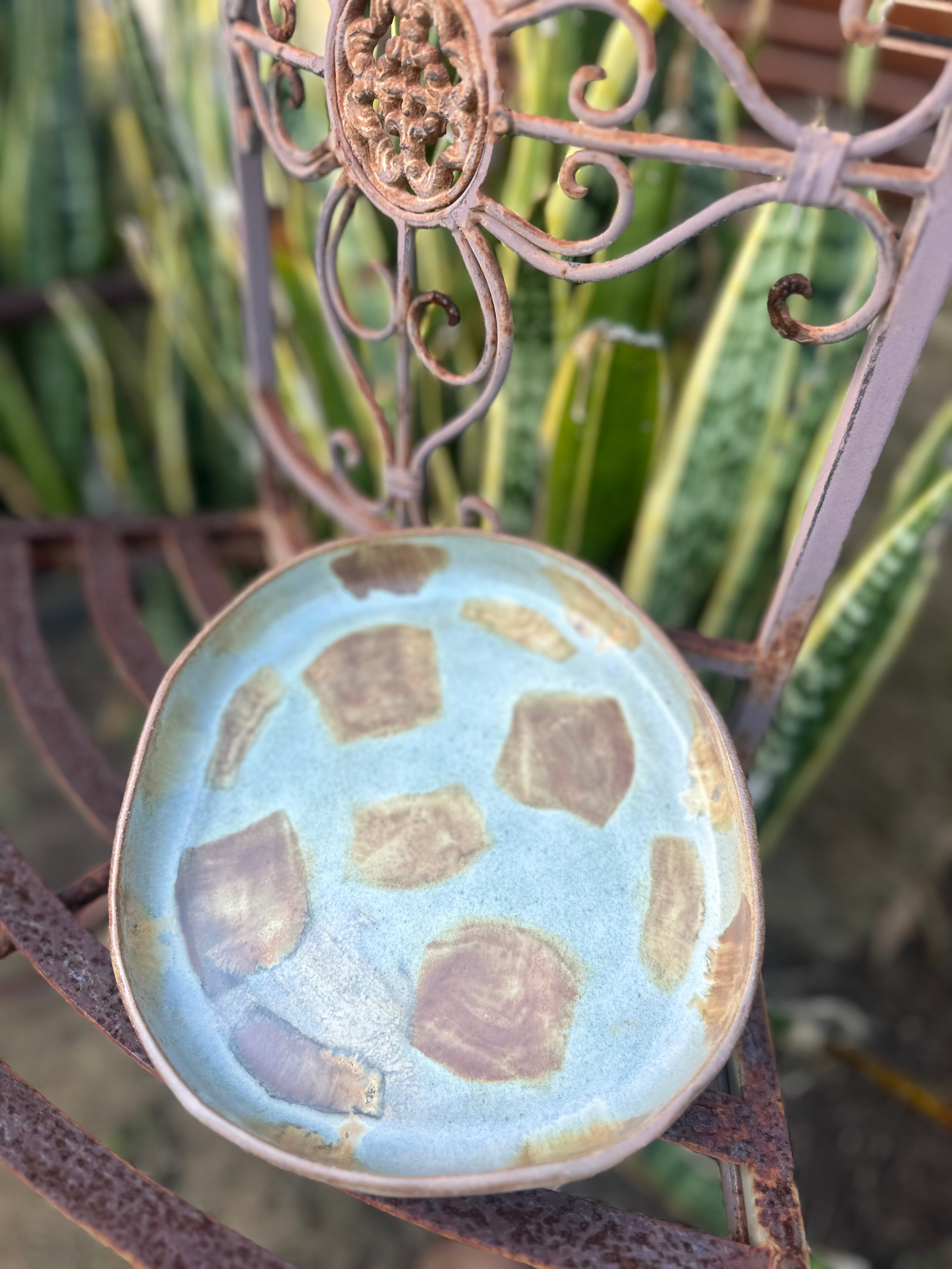 Handmade Rockpool Stoneware Plate | Reduction Fired Serving Plate | Australian Ceramic Platter
