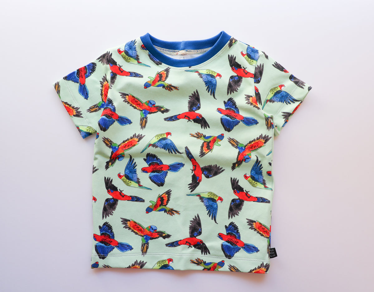 Rainbow birds organic cotton tee shirt 2026-27