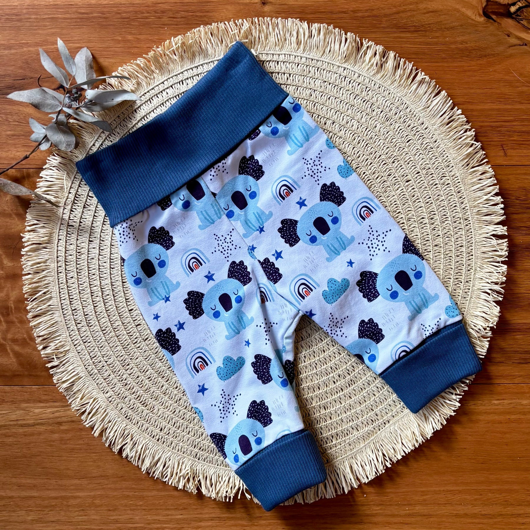 Baby Pants and Hat Set | Blue Koalas | Size newborn to 1 | Made to order