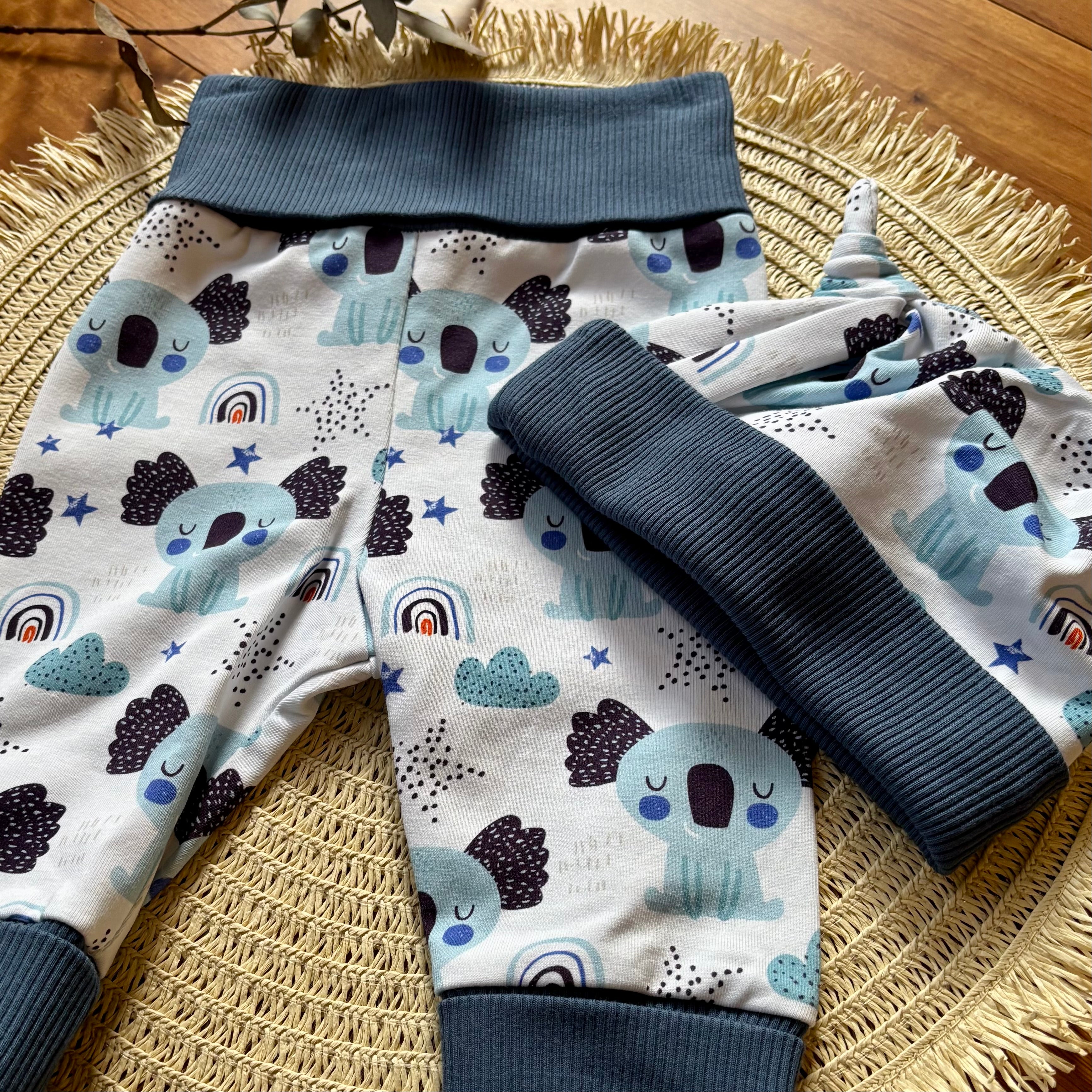 Baby Pants and Hat Set | Blue Koalas | Size newborn to 1 | Made to order
