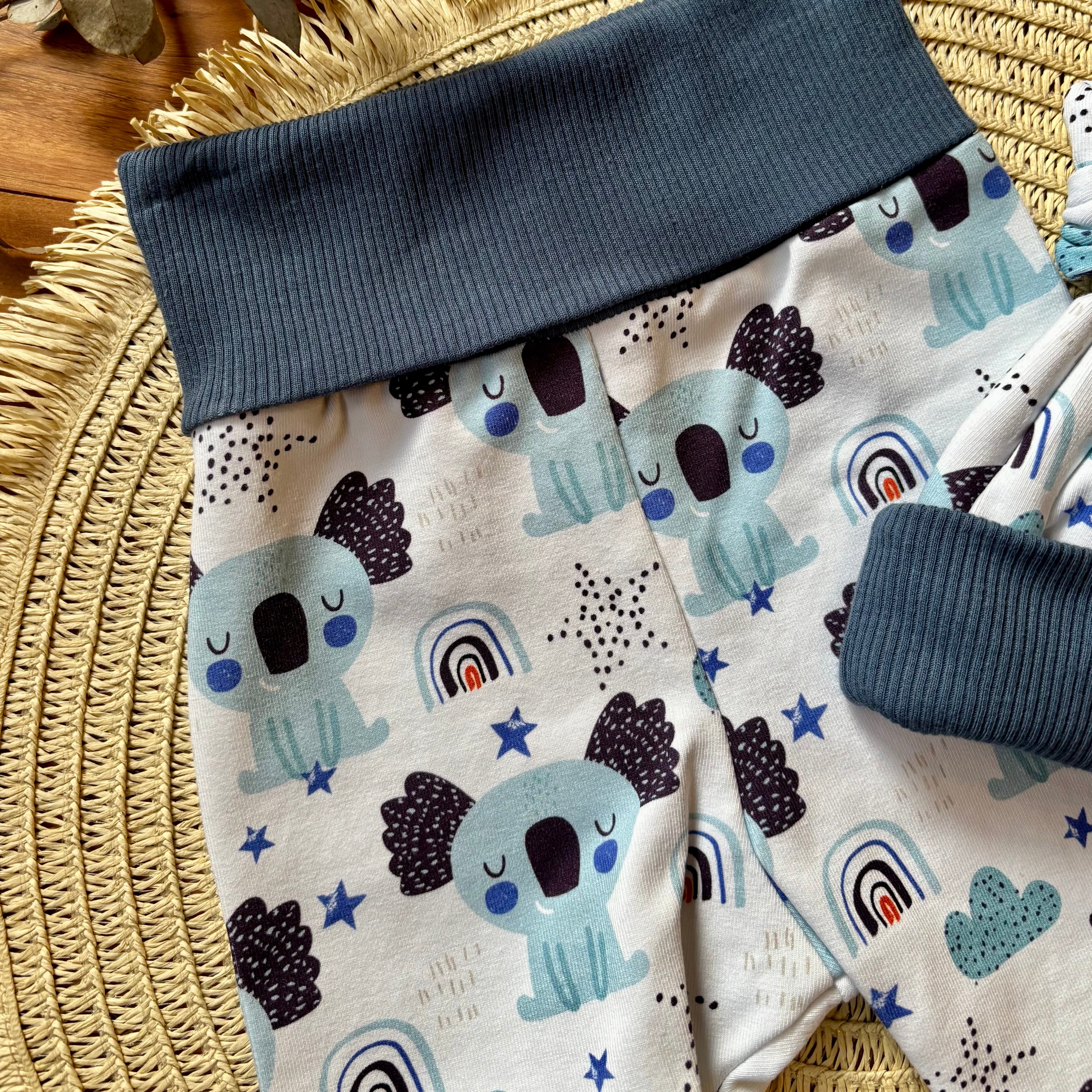 Baby Pants and Hat Set | Blue Koalas | Size newborn to 1 | Made to order