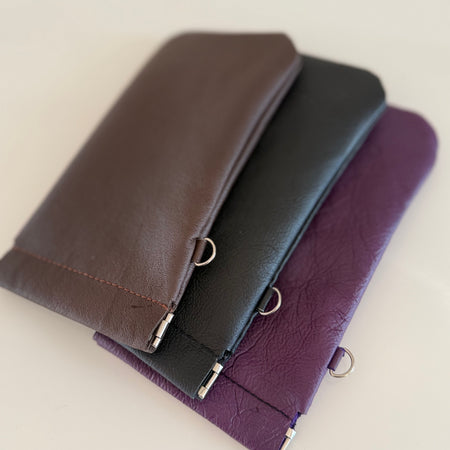 Leather glasses case brown/ black / purple