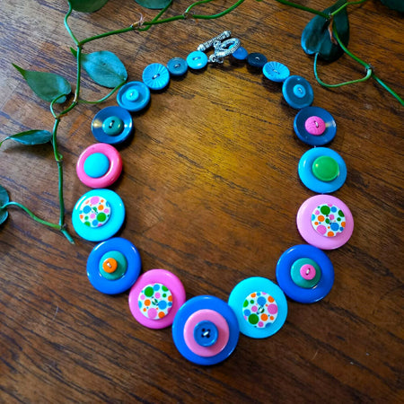 Colourful button necklace - Bubblegum