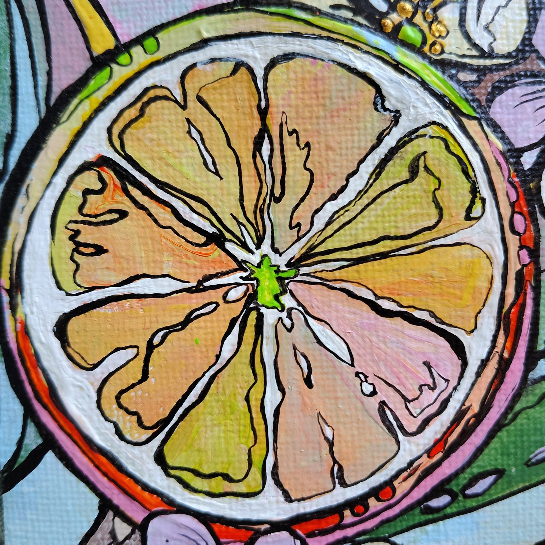 ORIGINAL ARTWORK - "Lemon Sorbet" - A4 - Acrylic and Latex Abstact Art