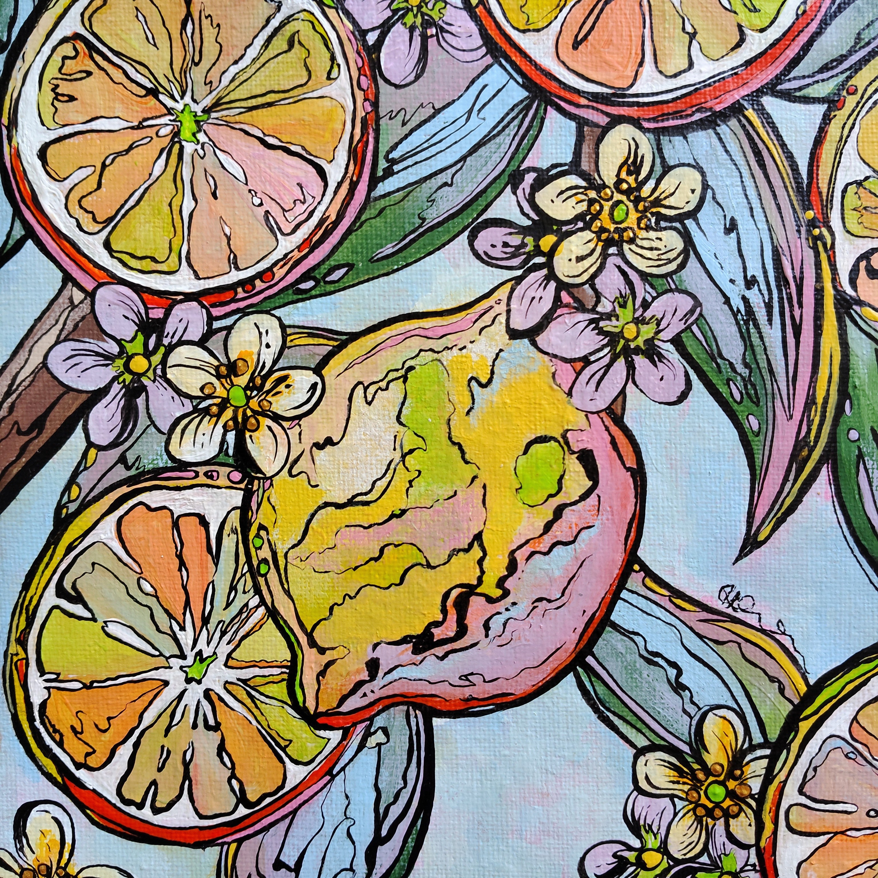 ORIGINAL ARTWORK - "Lemon Sorbet" - A4 - Acrylic and Latex Abstact Art