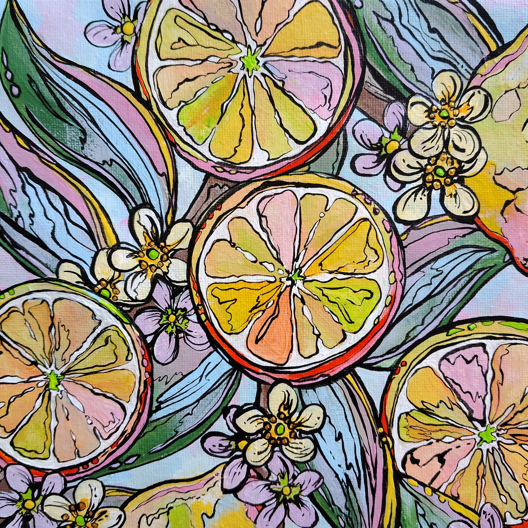 ORIGINAL ARTWORK - "Lemon Sorbet" - A4 - Acrylic and Latex Abstact Art