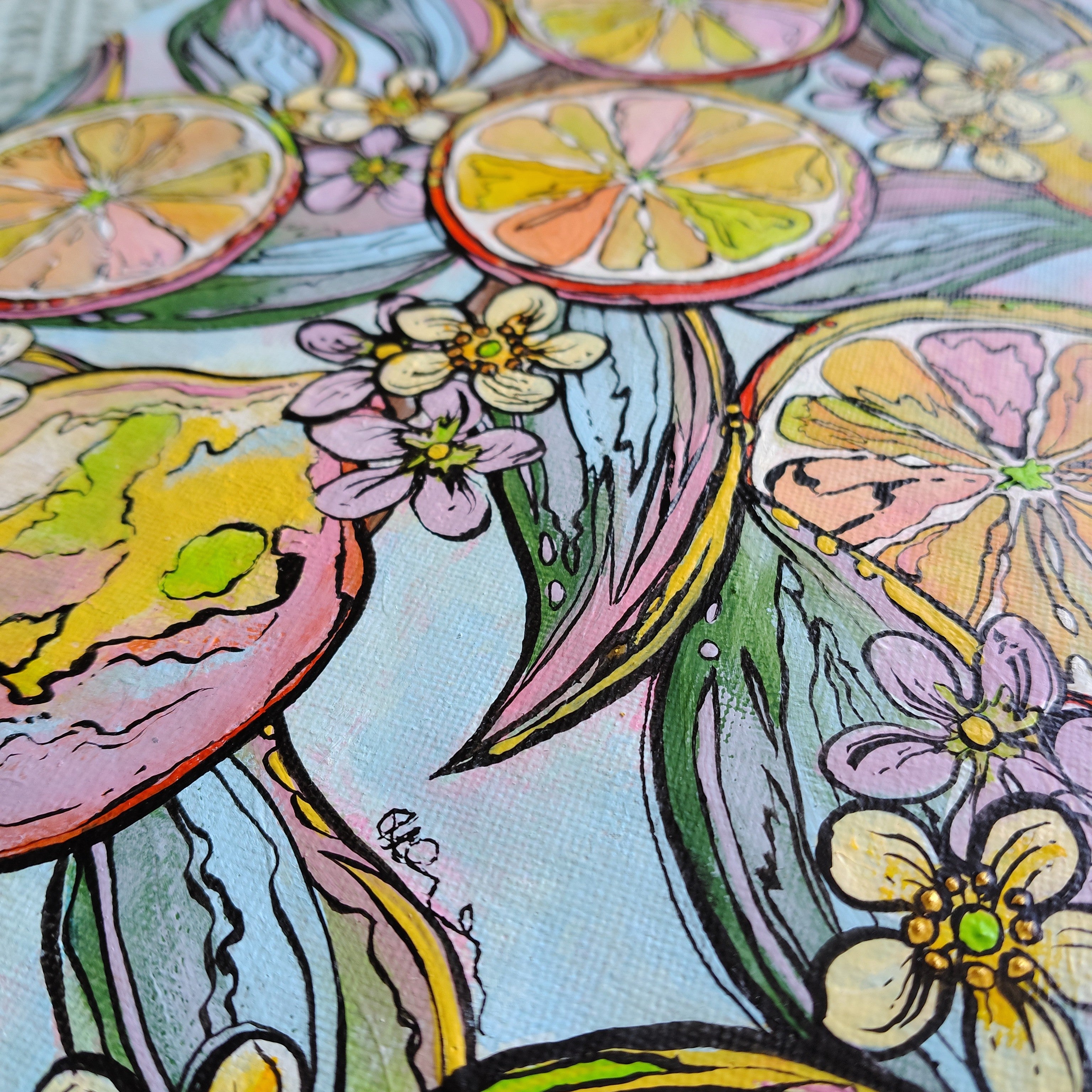 ORIGINAL ARTWORK - "Lemon Sorbet" - A4 - Acrylic and Latex Abstact Art