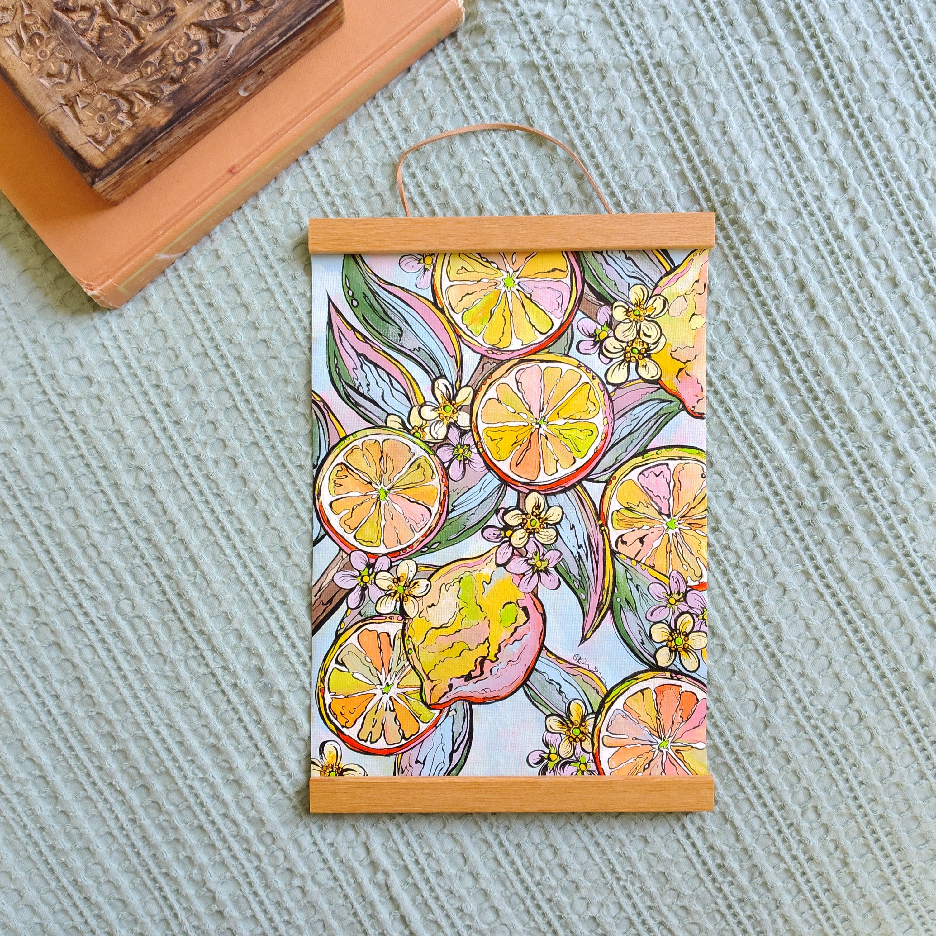 ORIGINAL ARTWORK - "Lemon Sorbet" - A4 - Acrylic and Latex Abstact Art