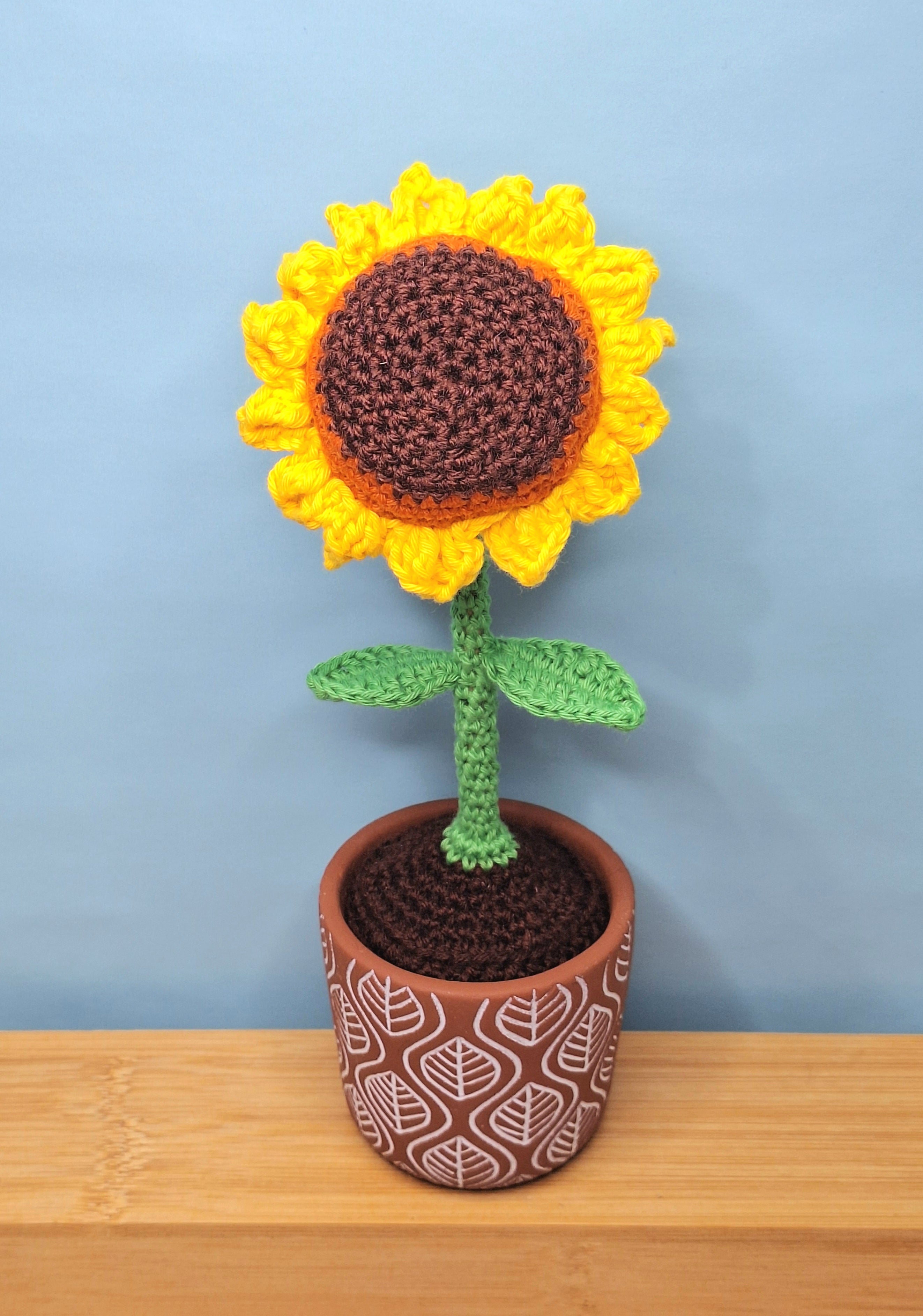 Stunning Crocheted Sunflower in a Decorative Pot