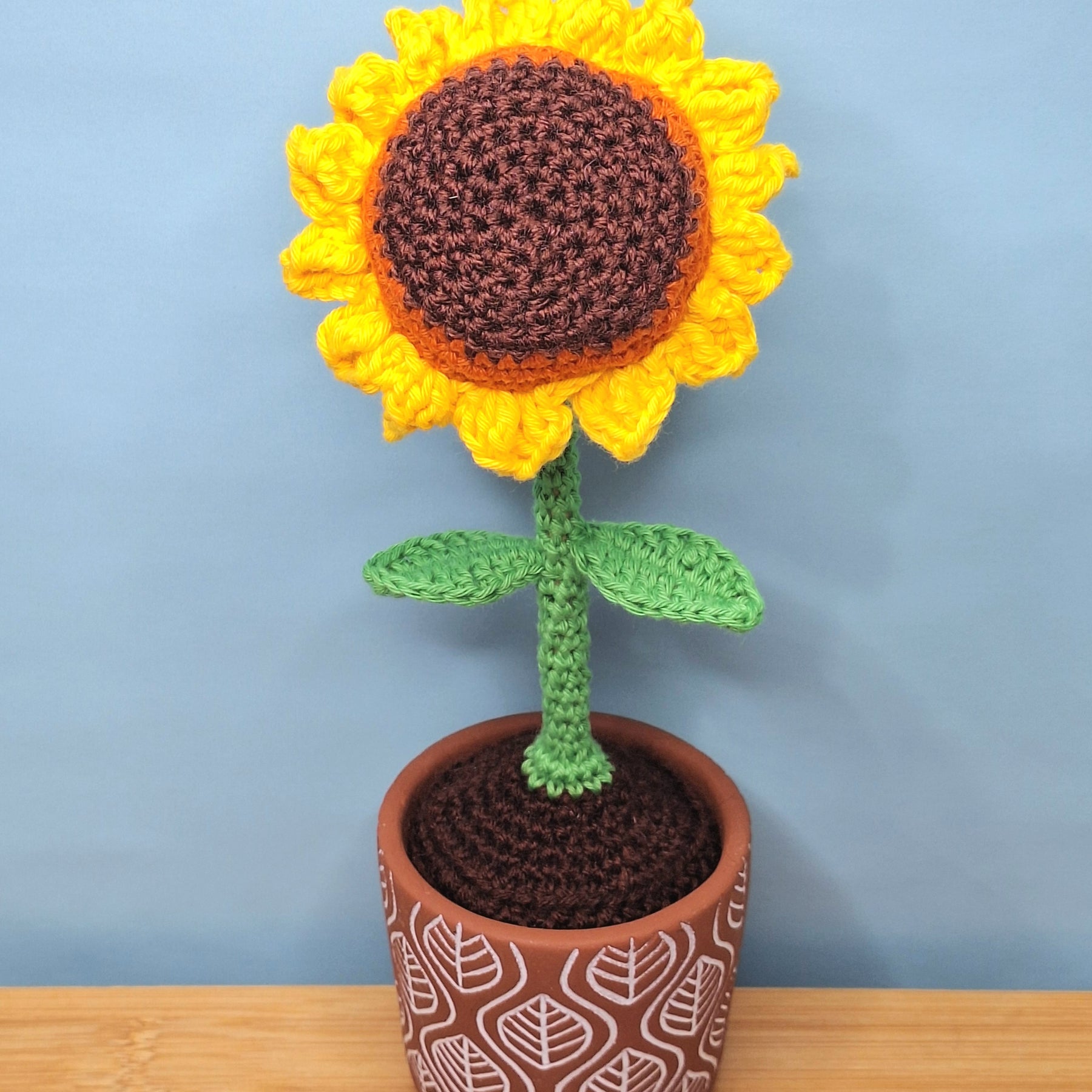 Stunning Crocheted Sunflower in a Decorative Pot