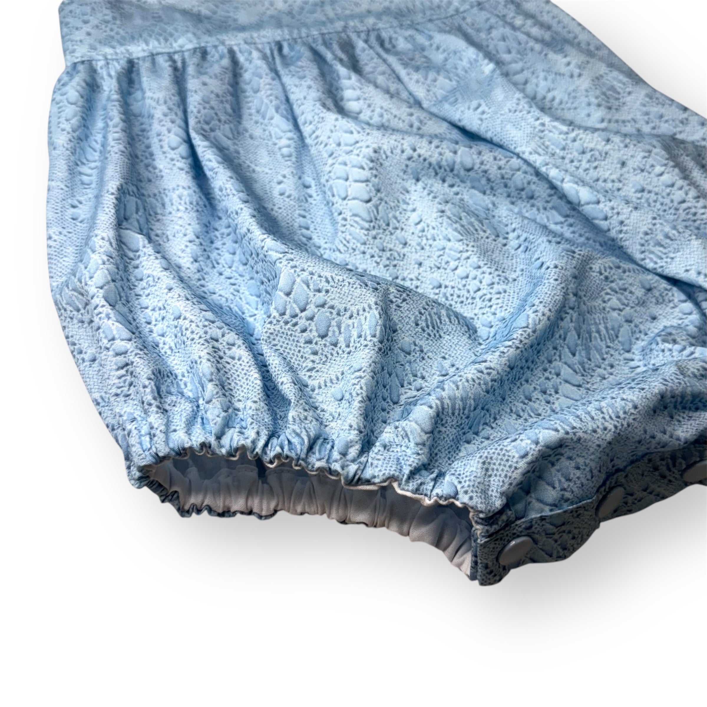 SIZE 1 Blue Lace Print - Tea Party Romper with Flutter Sleeves