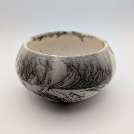 Feather and Hair Raku Wide Bowl