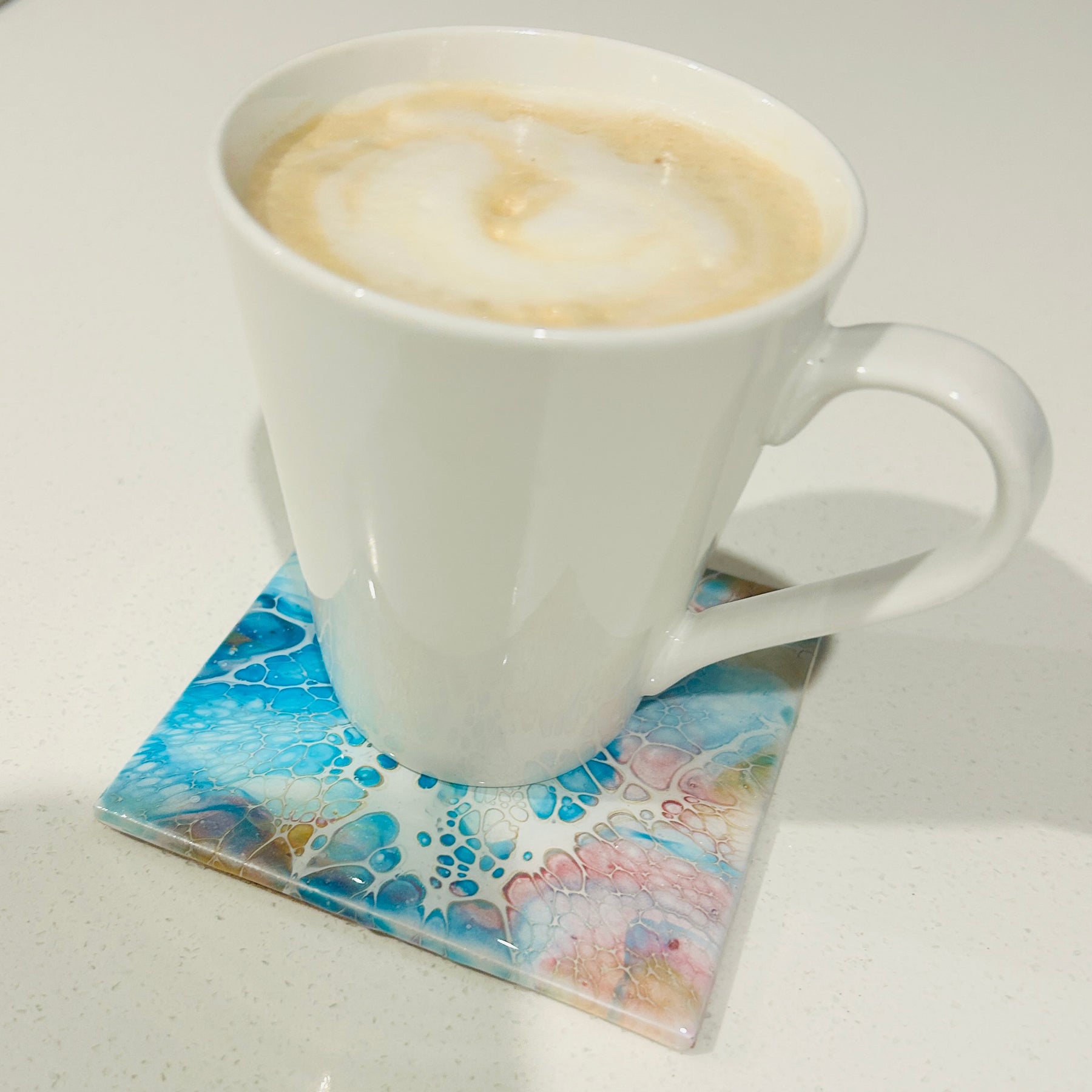 Fluid Art/Resin Drink Coasters (Set of 4) Blue Shimmer