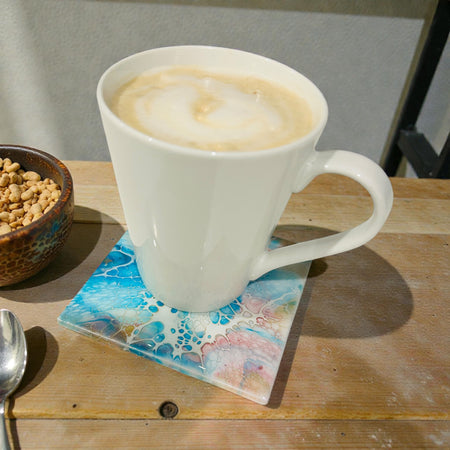 Fluid Art/Resin Drink Coasters (Set of 4) Blue Shimmer