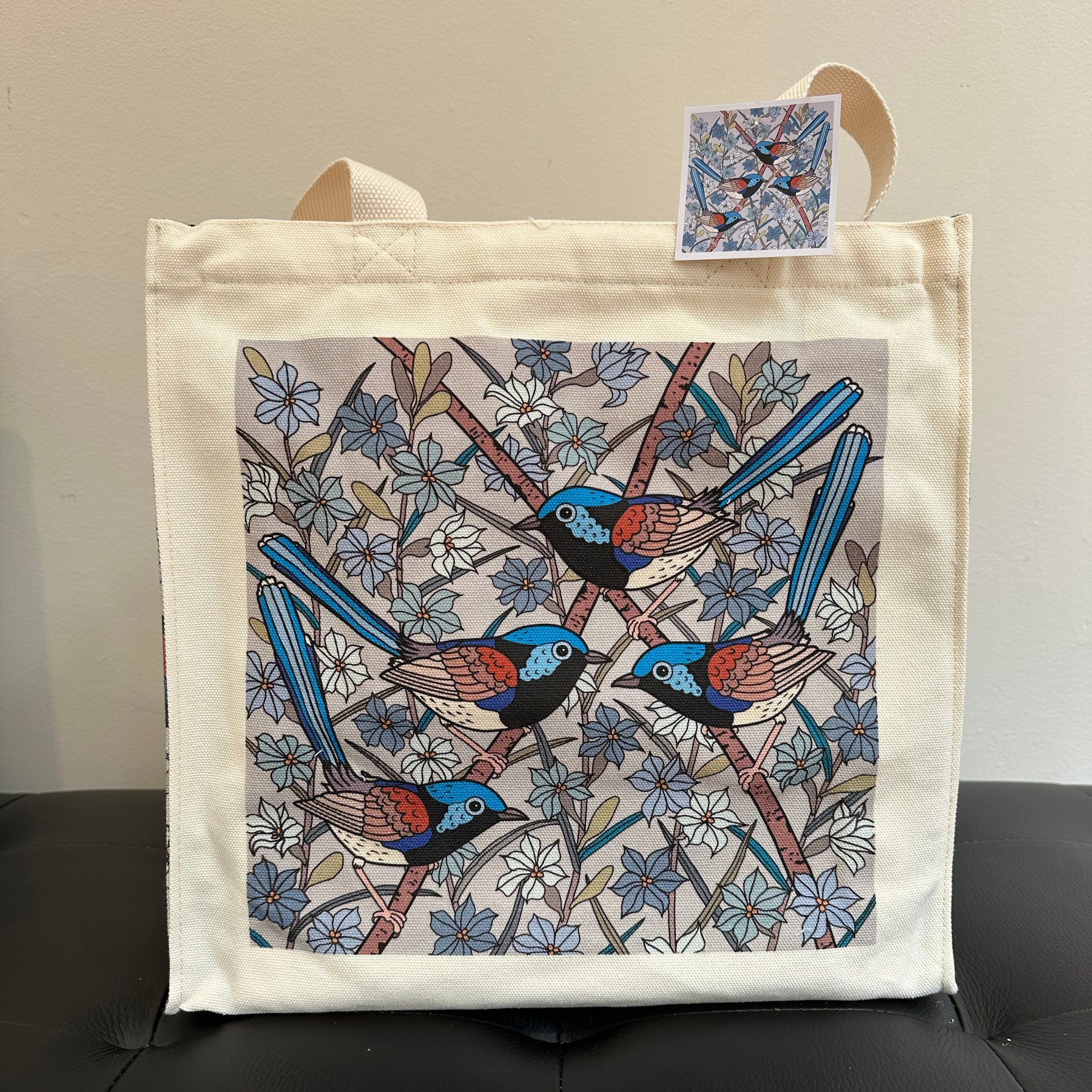 Fairy Wrens Canvas art tote bag - carry or over shoulder