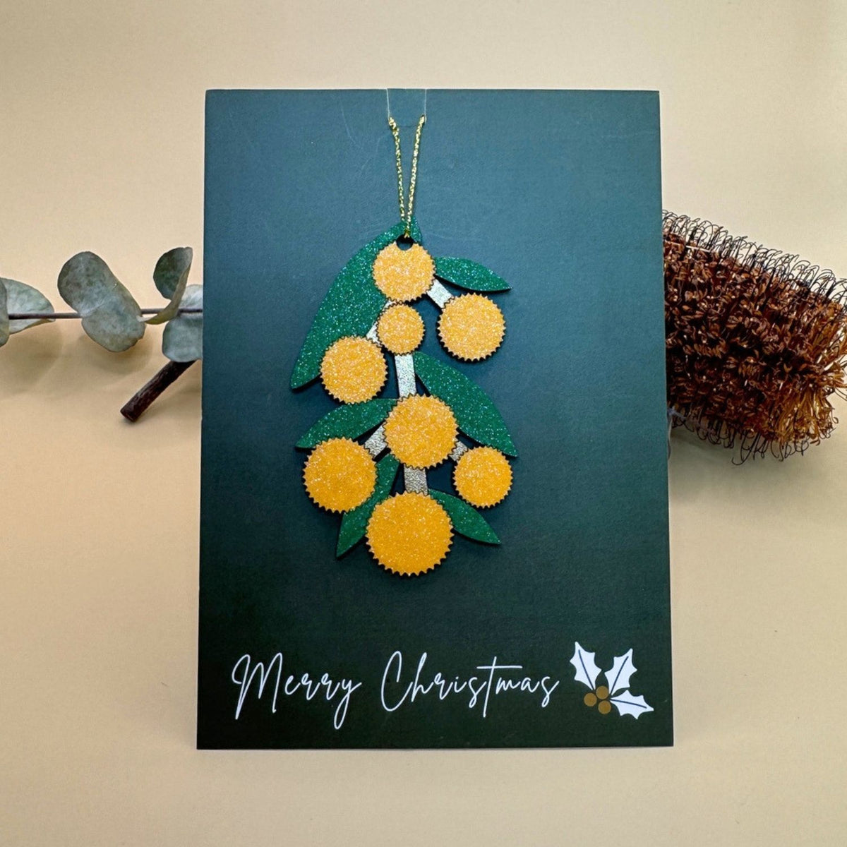 Golden Wattle Hand Painted Christmas Decoration