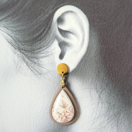 Russet Brown Rose Vine Earrings, Perfect for Autumn.