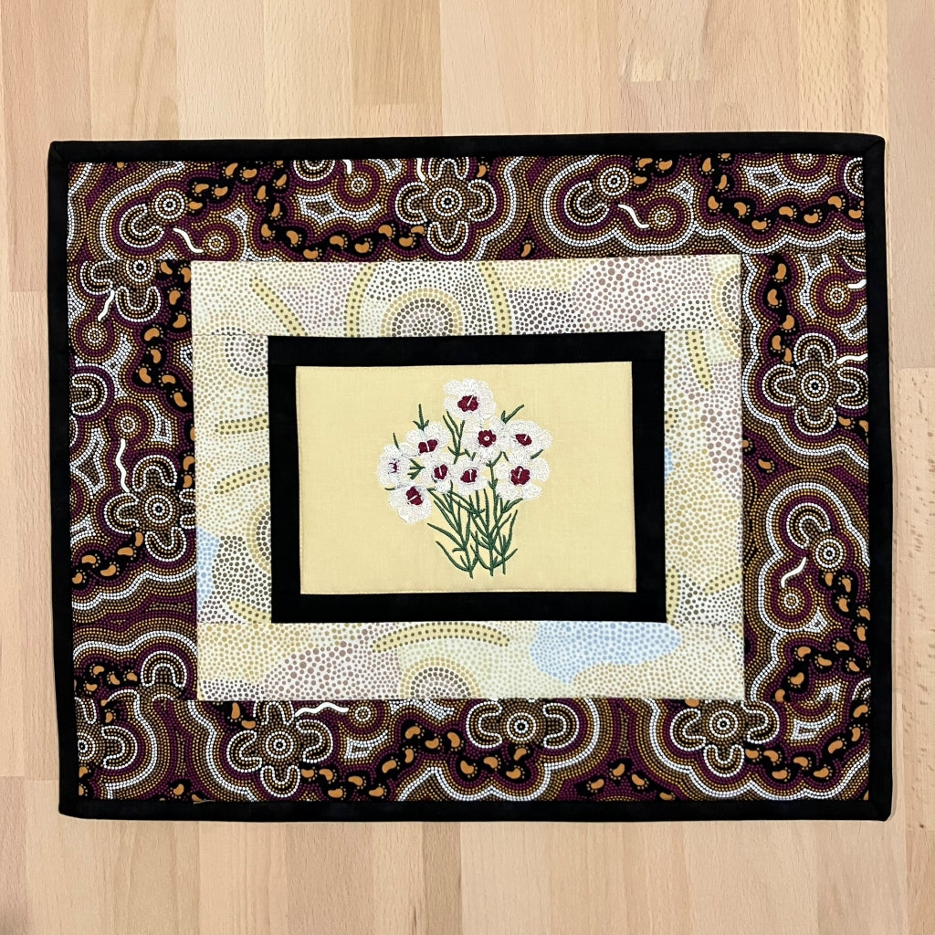 handmade Australian native quilted - geraldton wax (white)