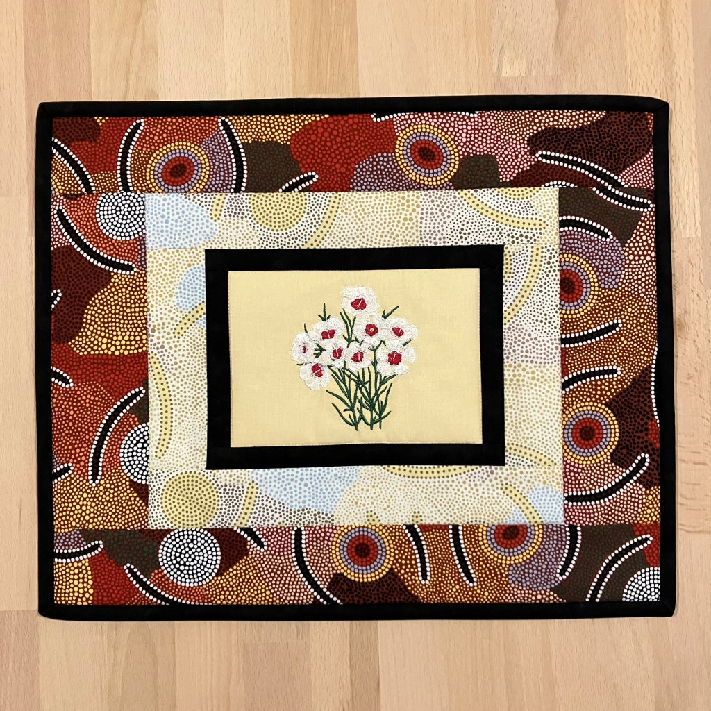 handmade Australian native quilted - geraldton wax (white)