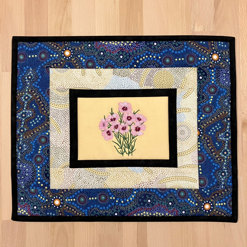 handmade Australian native quilted - geraldton wax (pink)