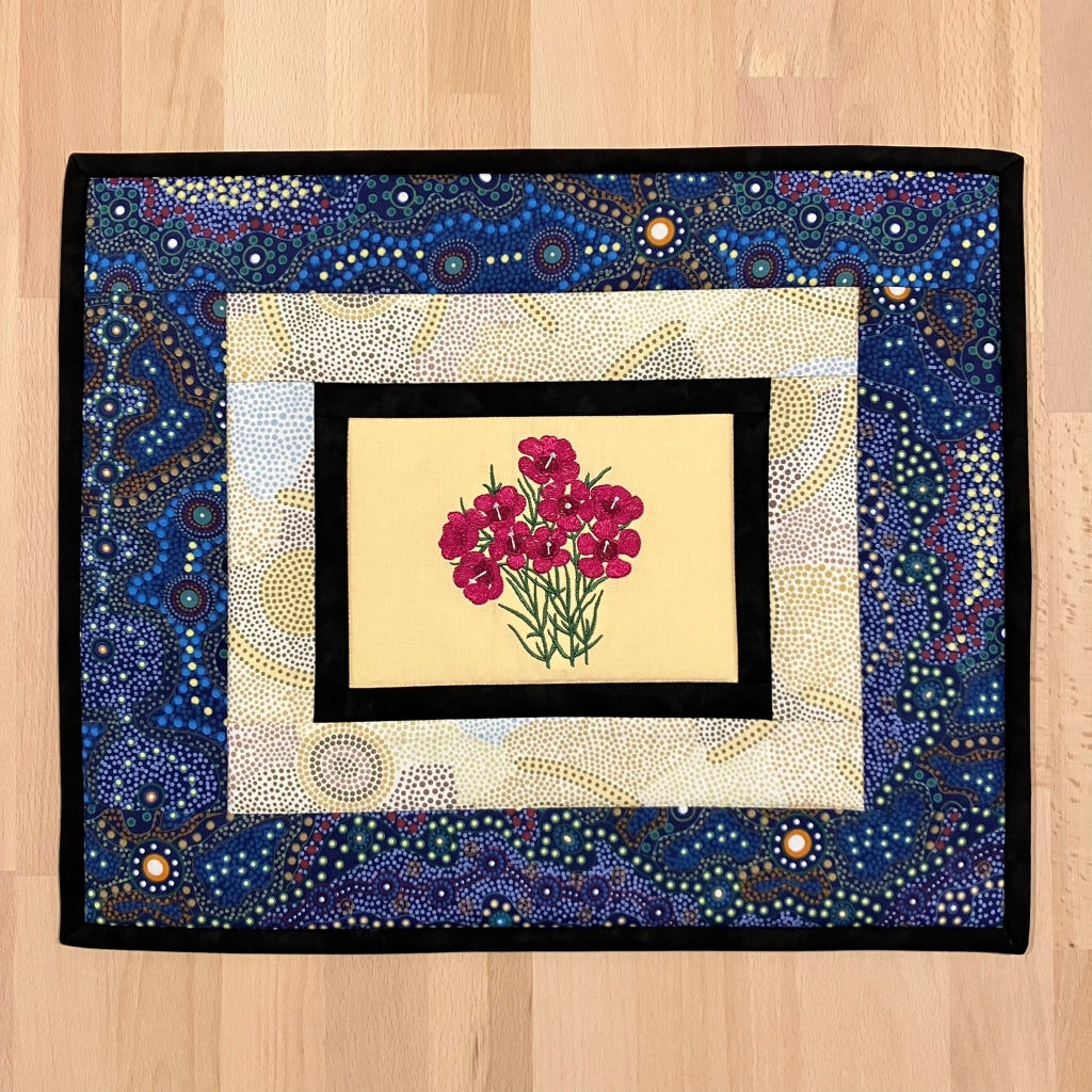 handmade Australian native quilted - geraldton wax (deep pink)