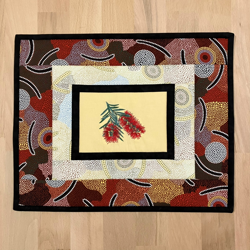 handmade Australian native quilted - bottlebrush