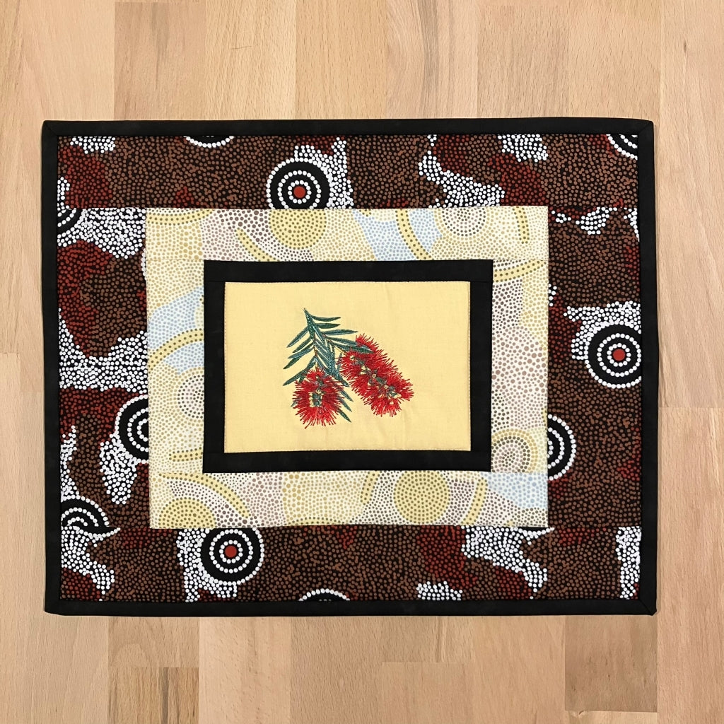 handmade Australian native quilted - bottlebrush