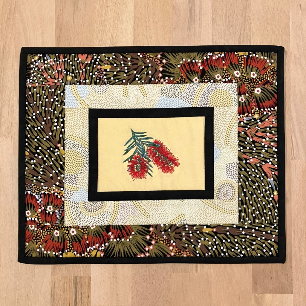 handmade Australian native quilted - bottlebrush