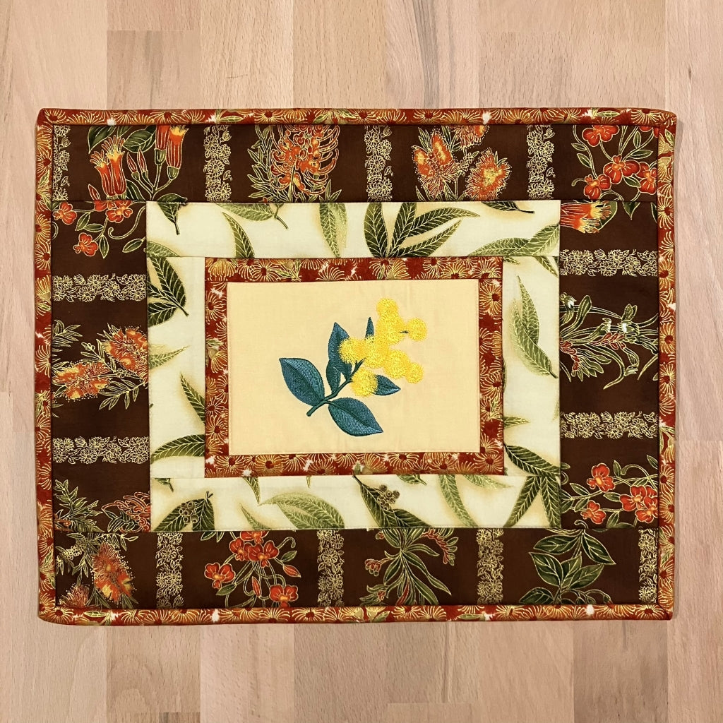 handmade Australian native quilted - wattle