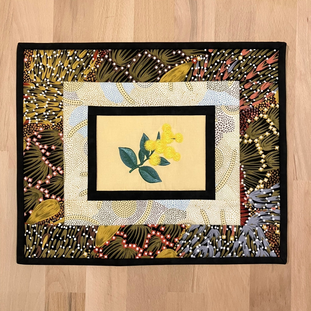 handmade Australian native quilted - wattle