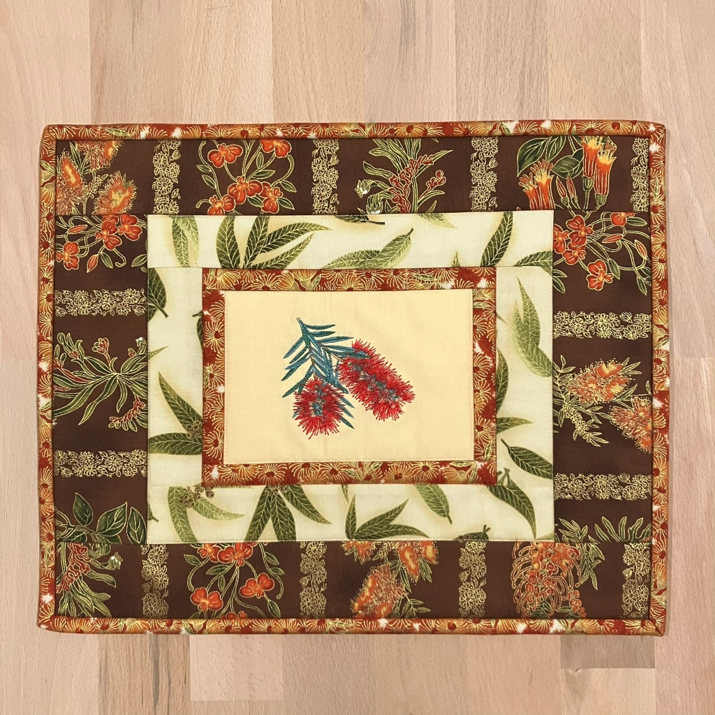 handmade Australian native quilted - bottlebrush