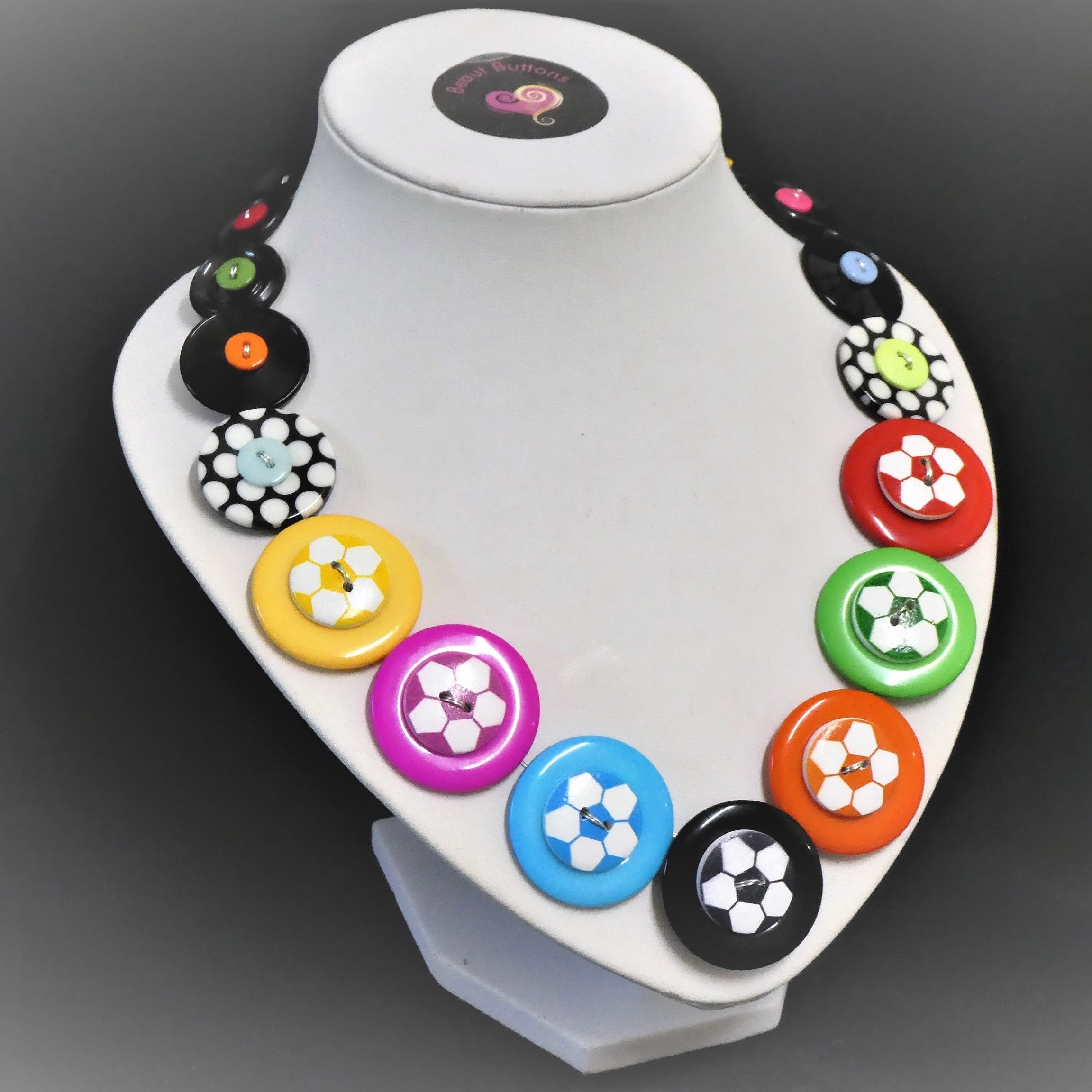 Button necklace, Soccer Fun