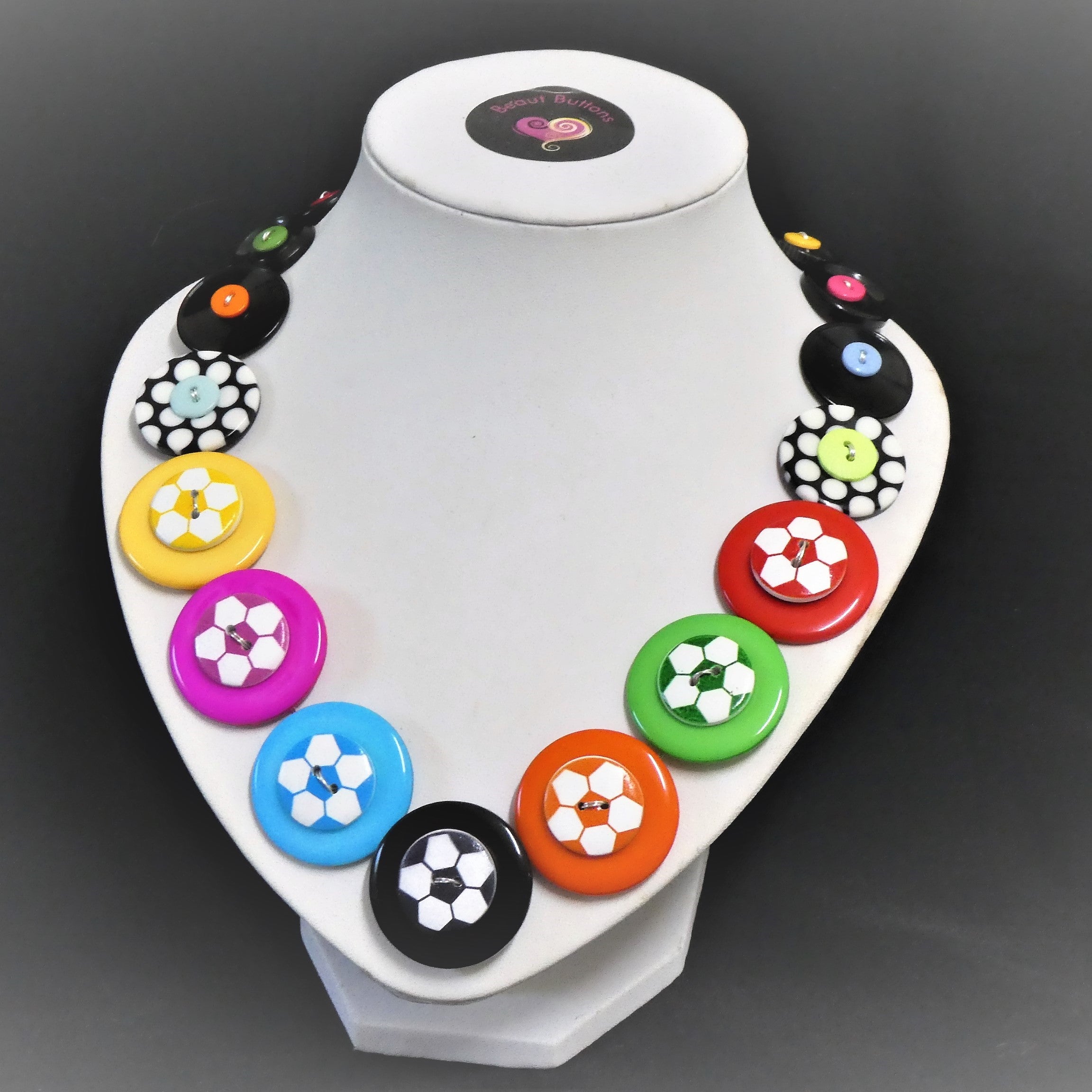 Button necklace, Soccer Fun