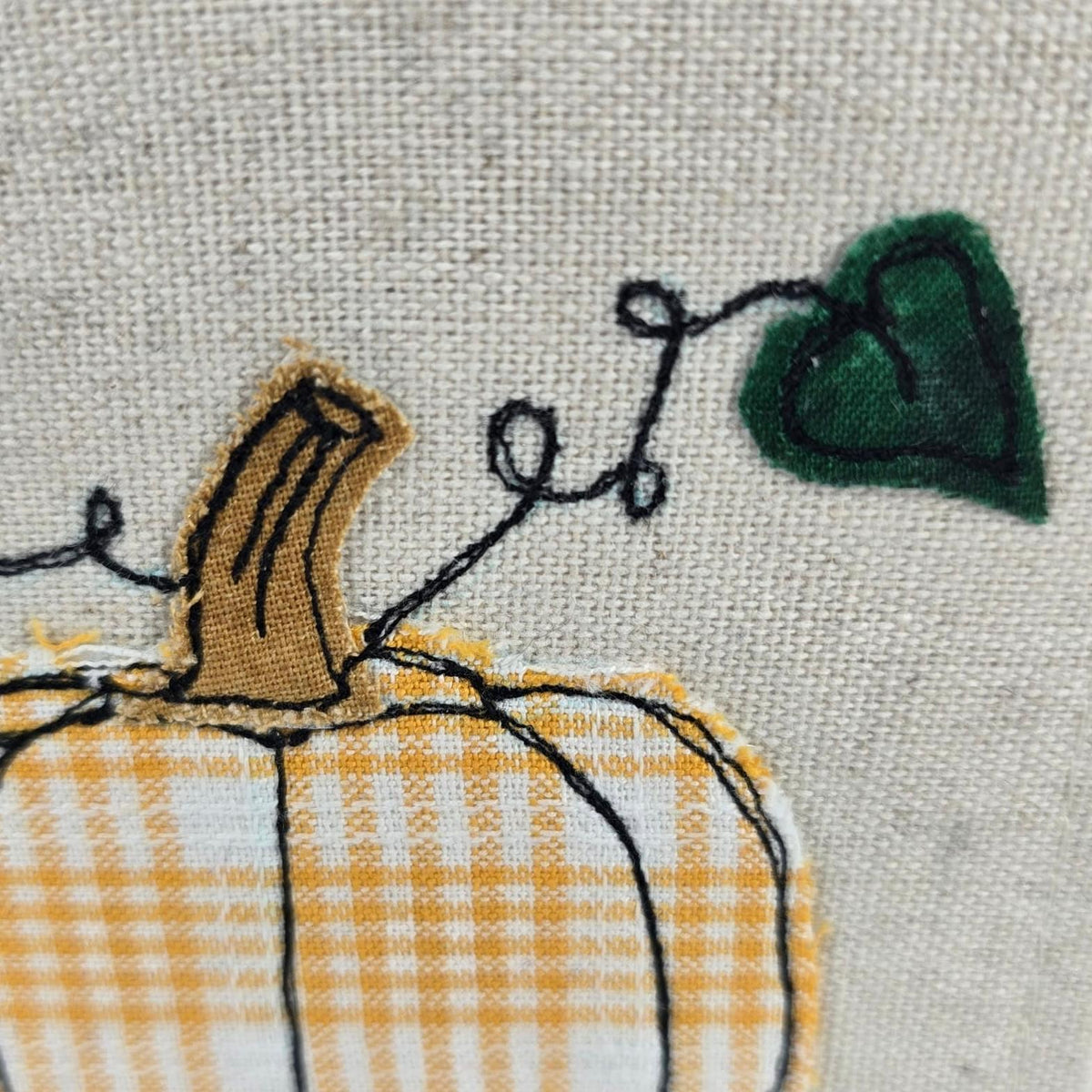 Pumpkin - Handmade Fabric Greeting Card