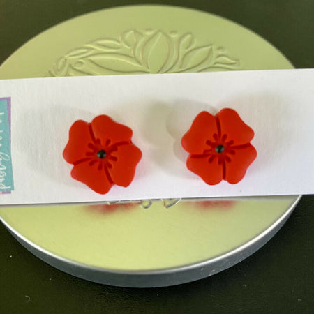 Polymer Clay Poppy Studs