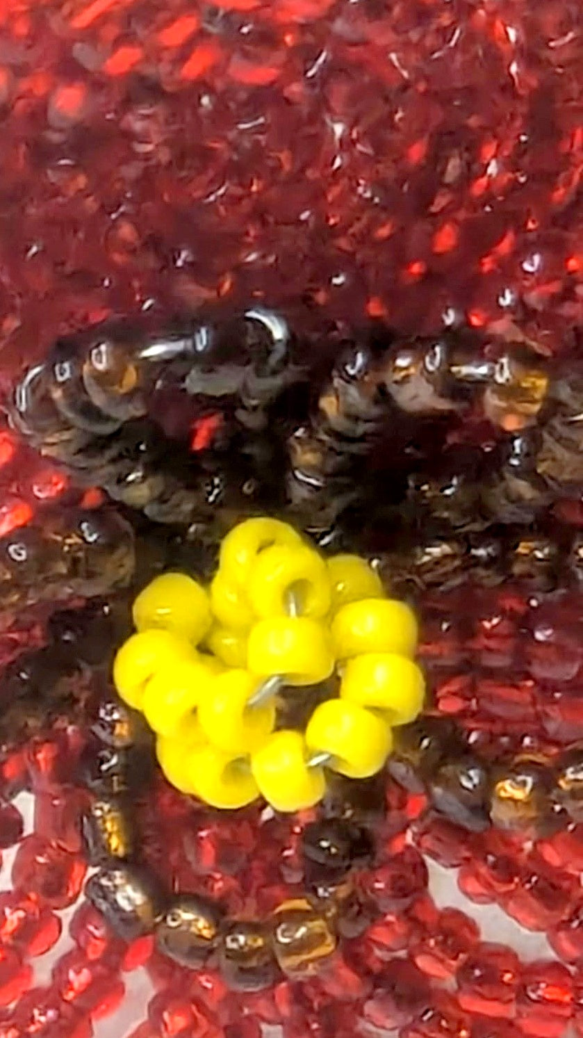 French Beaded Red Wildflower