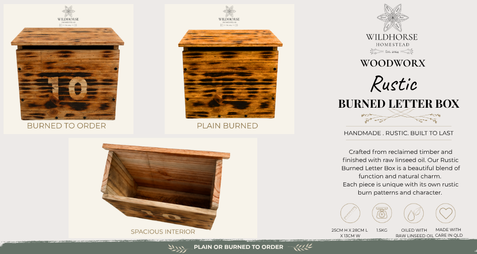 Rustic Burned Letter Box | Handmade from Reclaimed Timber