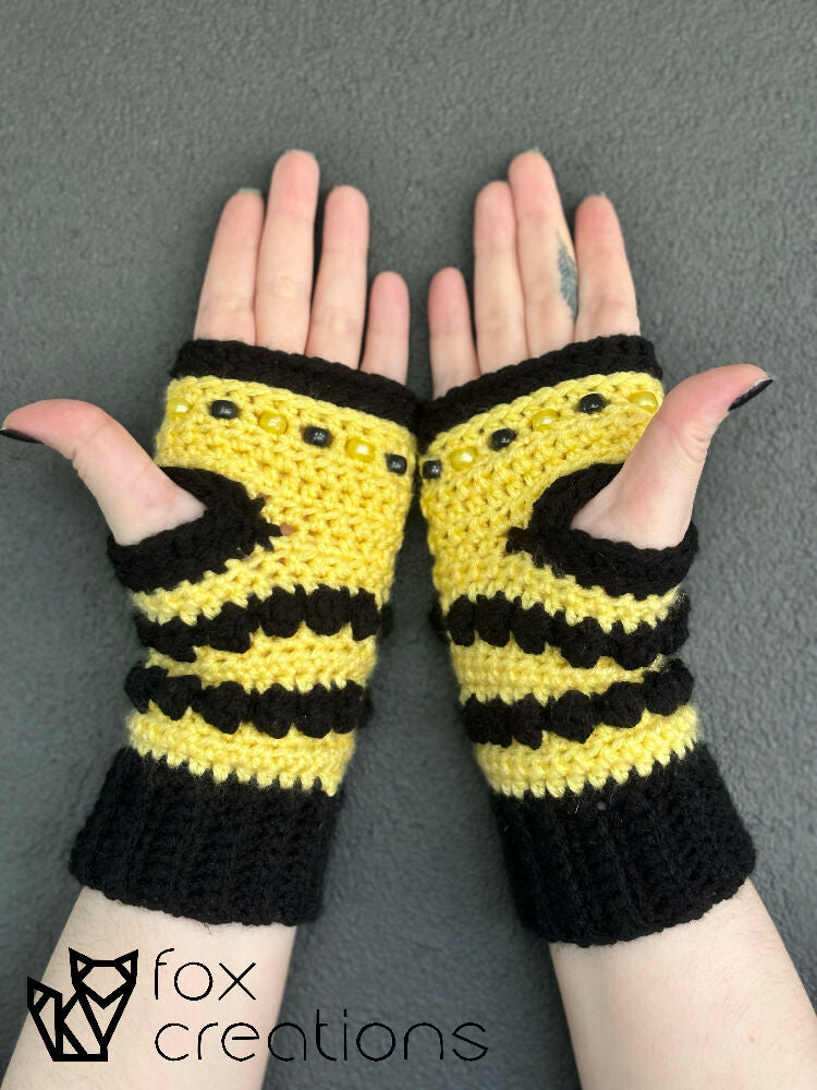 Bumblebee Fidget Gloves Crochet Pattern