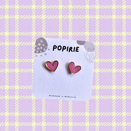 Heart Studs Pink