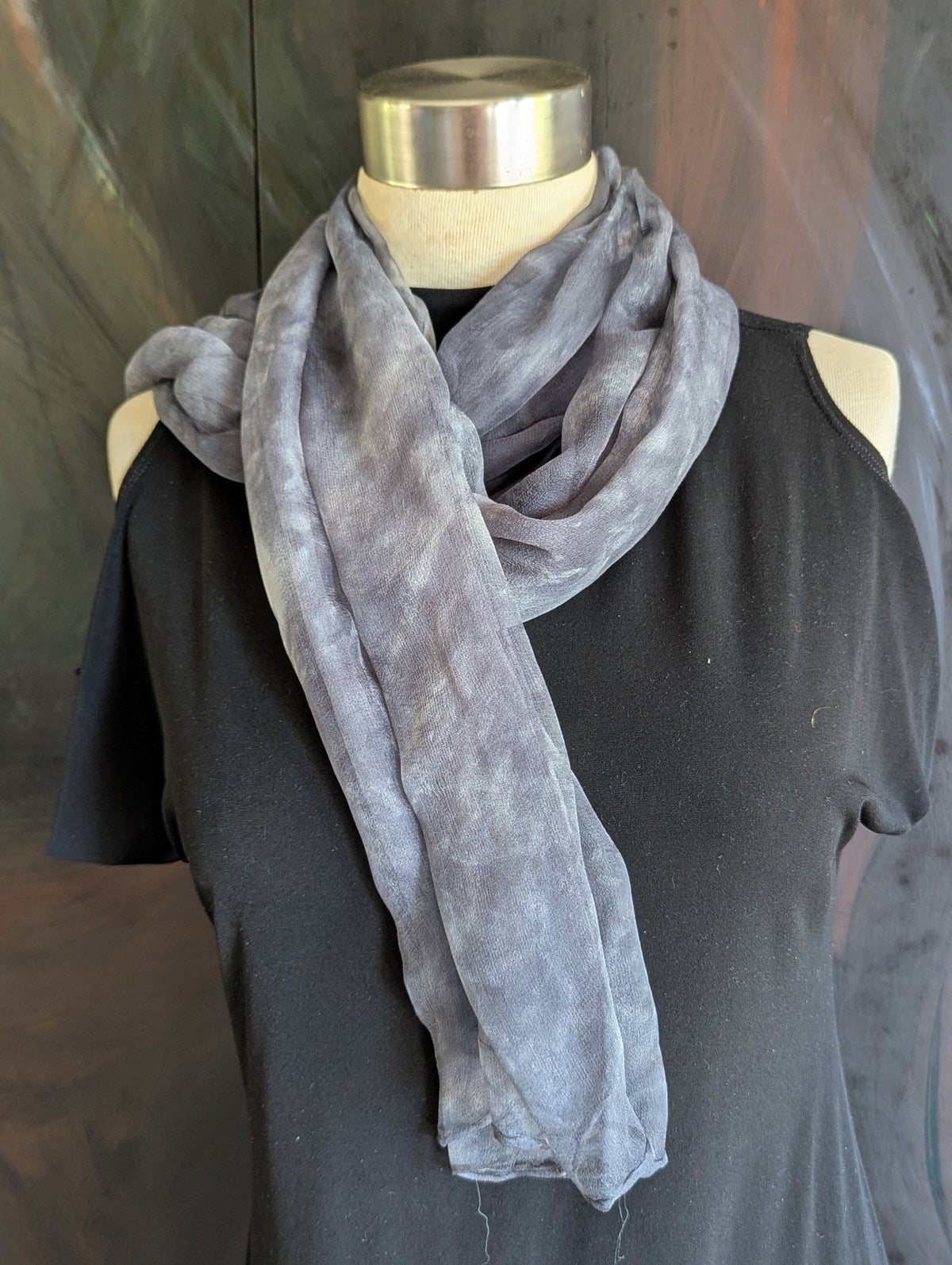 Silk Chiffon Scarf/Shawl-hand dyed-Graphite