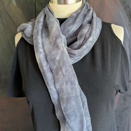 Silk Chiffon Scarf/Shawl-hand dyed-Graphite