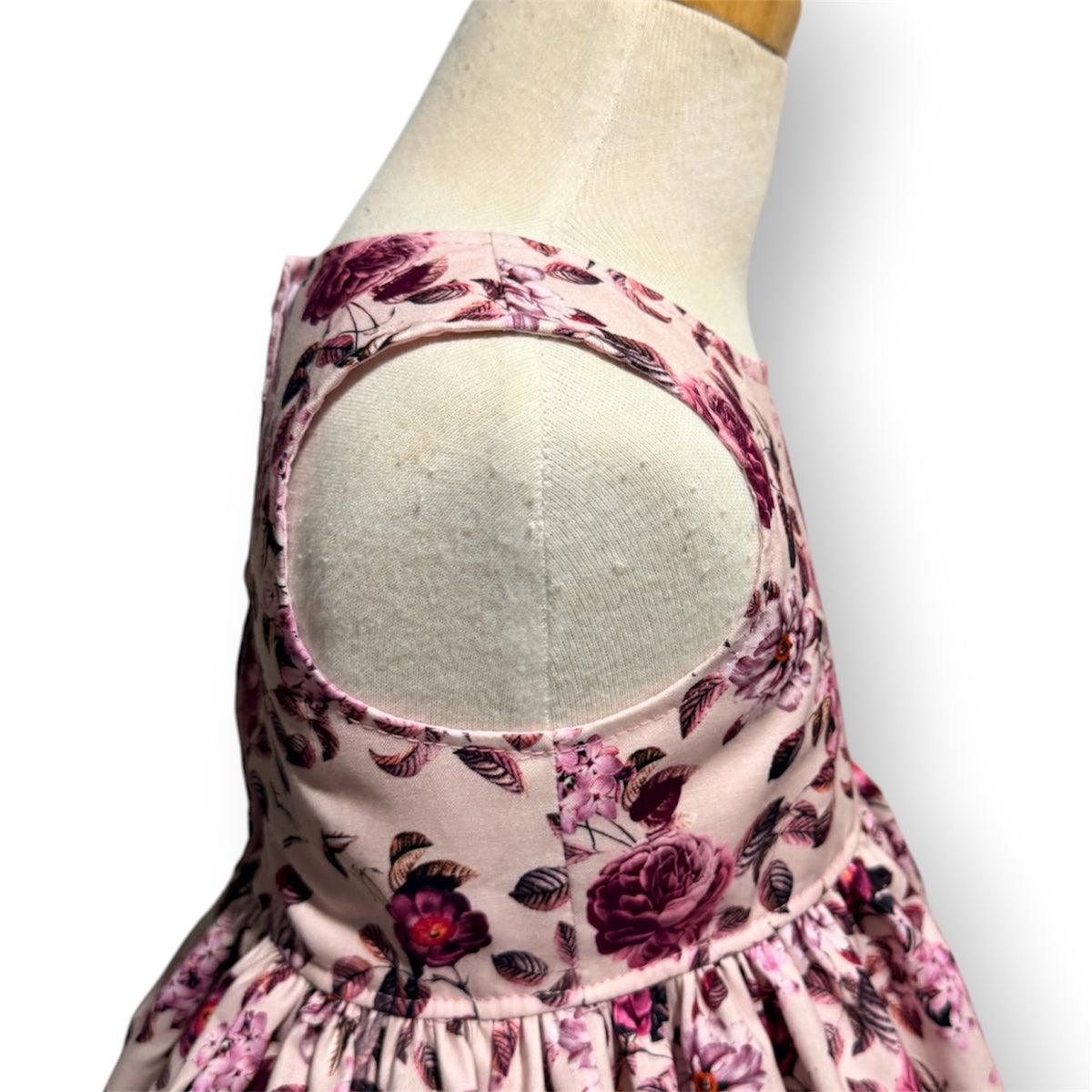Mulberry Roses on pale pink sundress