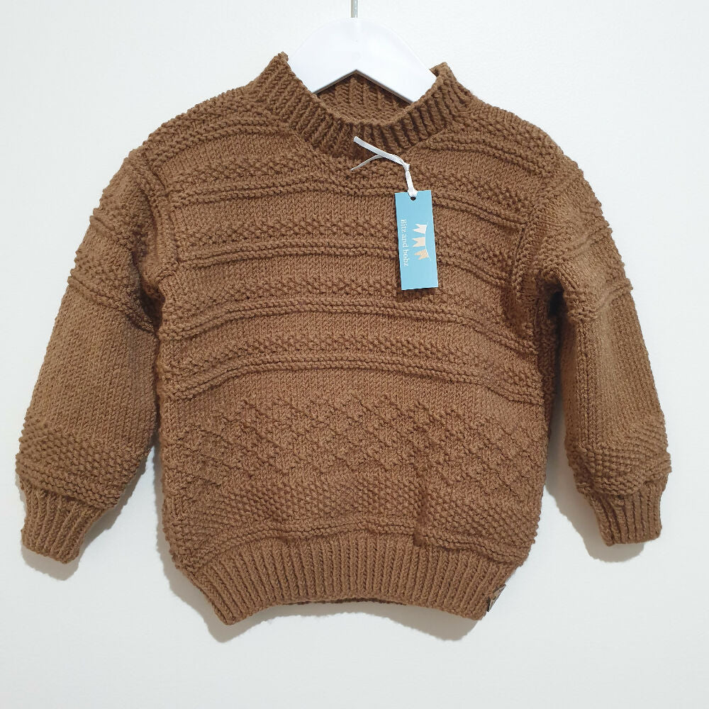 Earthy Colours - Hand-Knitted Textured Jumpers (Sizes between 1-4 years)