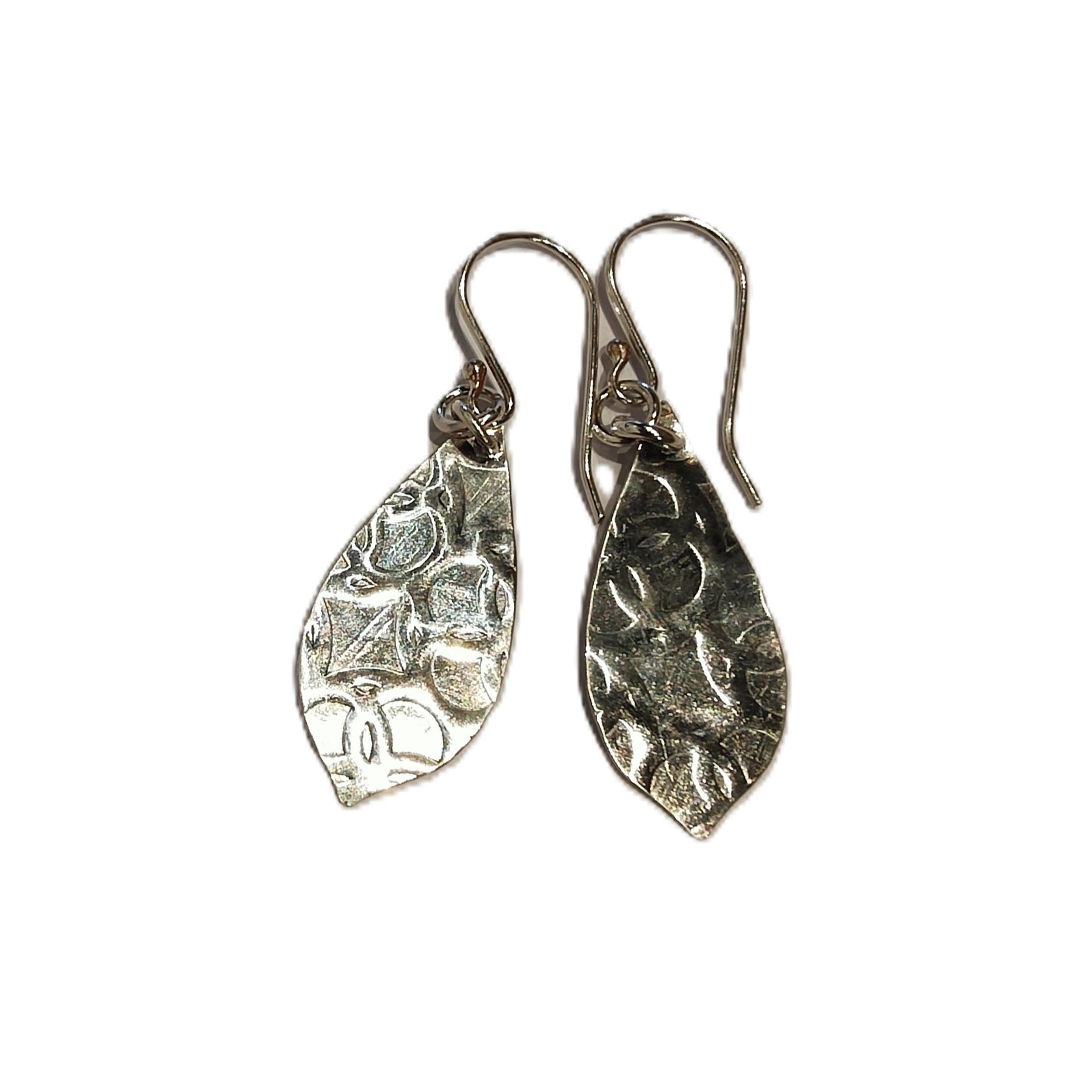 Sterling Silver Patterned Spoon Bowl Earrings