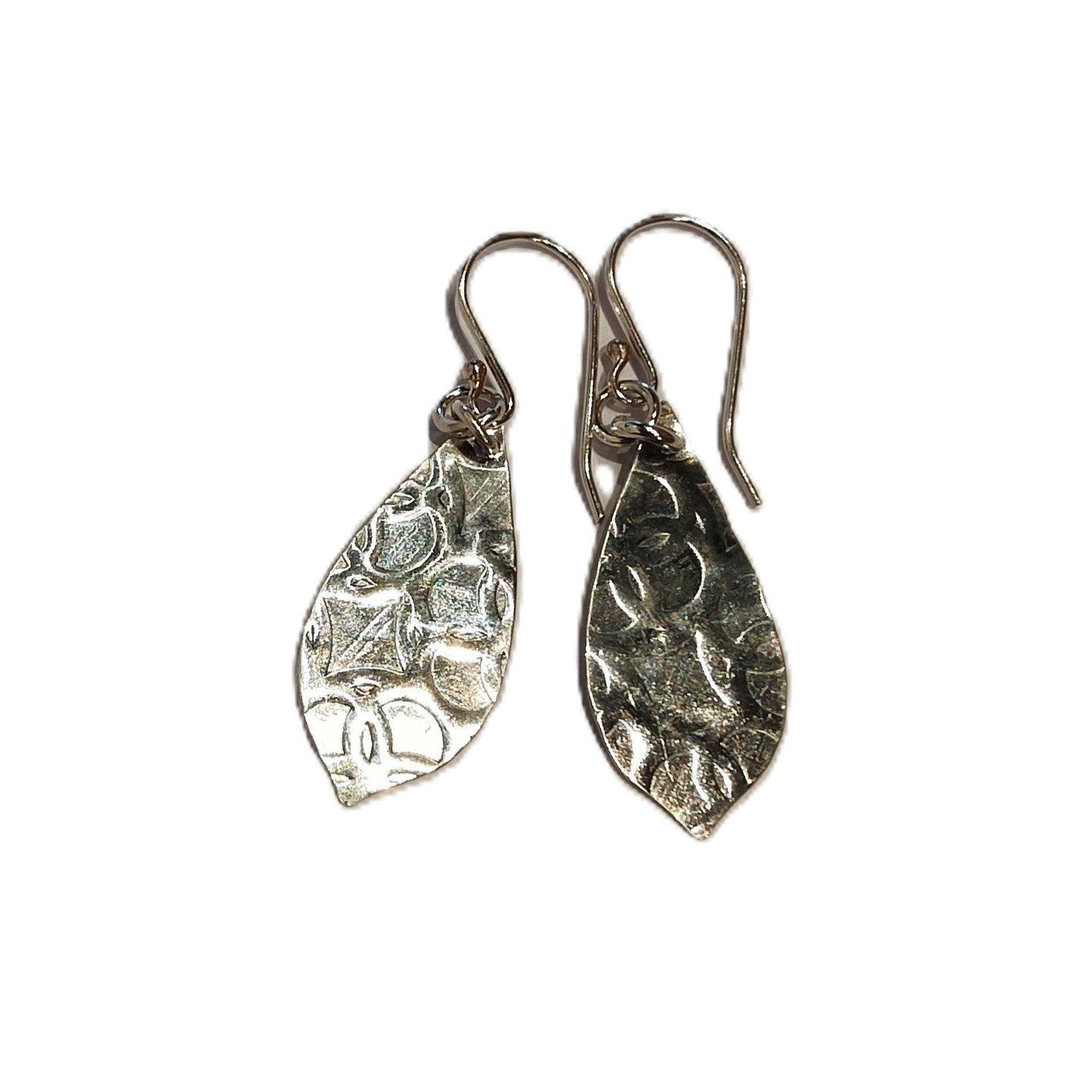 Sterling Silver Patterned Spoon Bowl Earrings