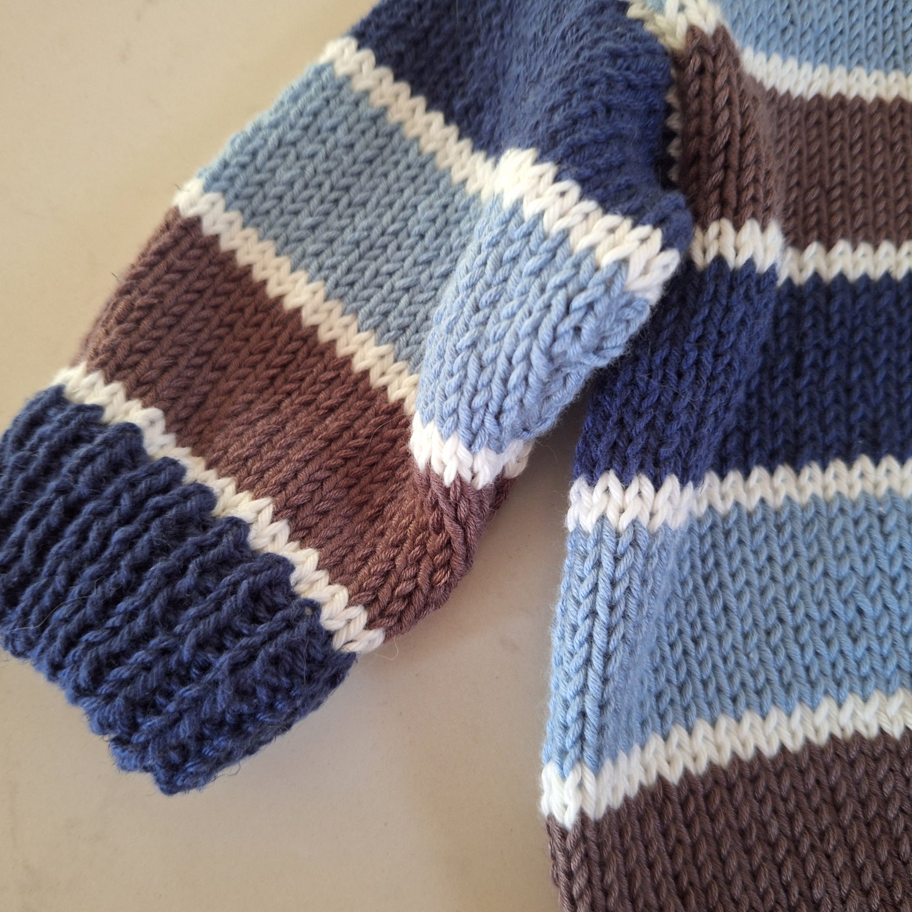 Tiny 'Baby Brownie' Handknitted Sweater in Blue 1-3 mths